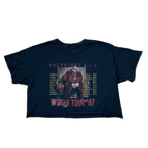 Notorious B.I.G. Cropped Short Sleeve Tee Shirt | Black | Size Large